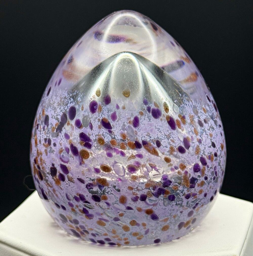 Caithness Scotland Grace Paperweight Domed Lilac Purple Gold Speckle Art Glass